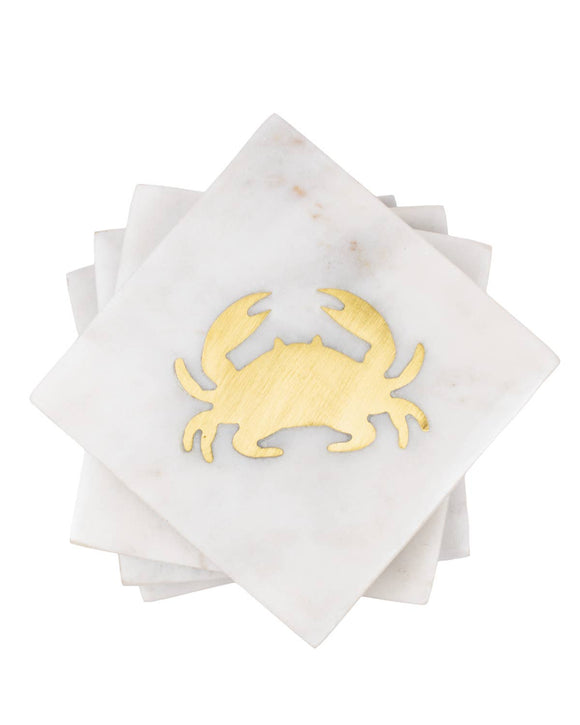 Crab Marble Coasters (Set of 4)