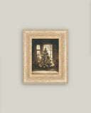 Glowing Christmas Tree Framed Antique Art: 7x9