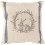 Lapin Wreath Washed Burlap Pillow