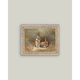 Bunnies Framed Antique Art: 7x5
