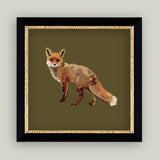 Fox Closeup Framed Antique Art: 5x5
