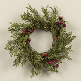 7" MINI LEAF TAPER CANDLE RING W/ BURGUNDY BERRIES