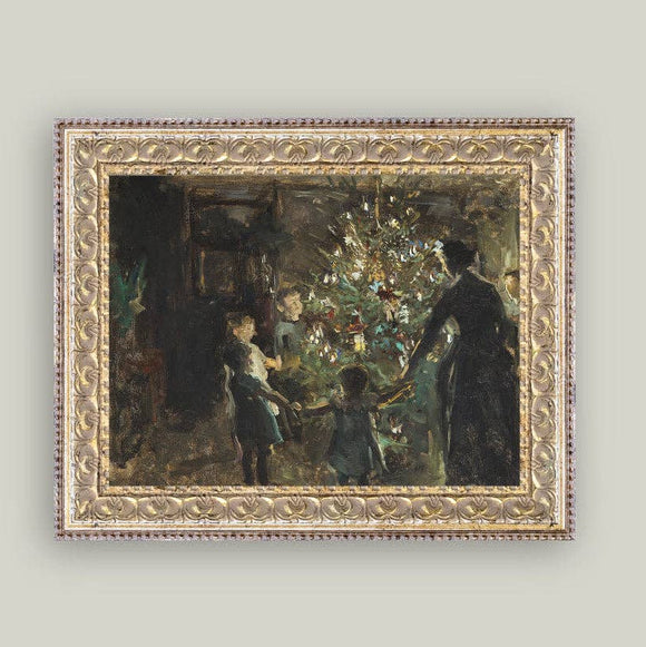 Gather Around the Tree Framed Antique Art 10x8