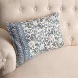 Knubby Slub Sage and Blue Floral Throw Pillow