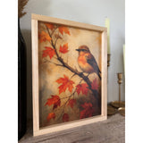 Autumn Sparrow Wood Wall Art in Light Oak 8x12"