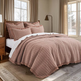 Wilhemina Dusty Rose Quilt Set: Dusty Rose / Full/Queen