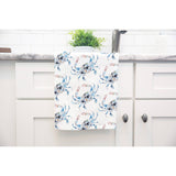 Amanda Klein Watercolor Floral Blue Crab Flour Sack Tea Towel