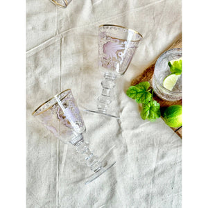 Patina Vie Lilac Tapestry 18K Gold Filigree Goblets (Set of 2)