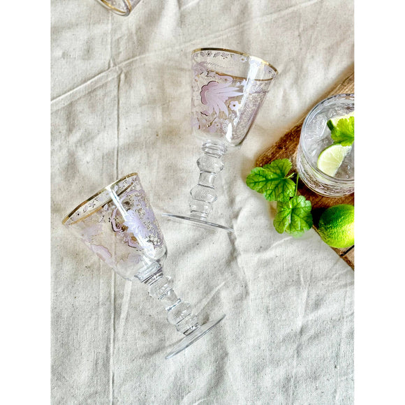Patina Vie Lilac Tapestry 18K Gold Filigree Goblets (Set of 2)