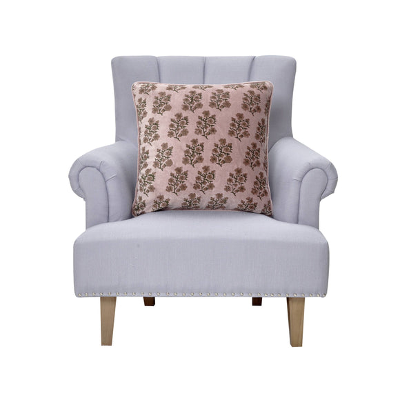 Block Print Velvet Lilac Flower Pillow