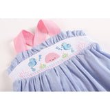 Blue and Pink Ocean Smocked Sundress