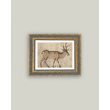 Vintage Reindeer Framed Antique Art: 7x5
