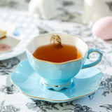 Blue Bunny Luster Tea Cup and Saucer