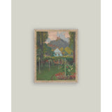 Cottage under the Castle Framed Antique Art: 5x7