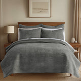 Velvet Stitch Quilt Set: Chambray