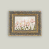 Pink Tulips Framed Antique Art: 7x5