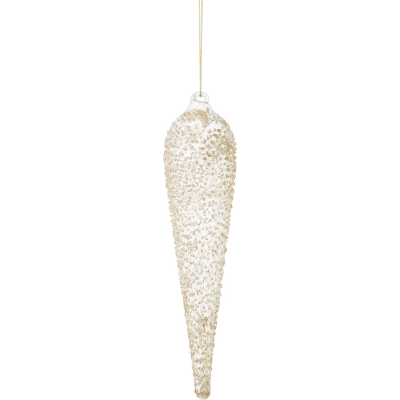 Gold Glittered Drop Glass Ornament