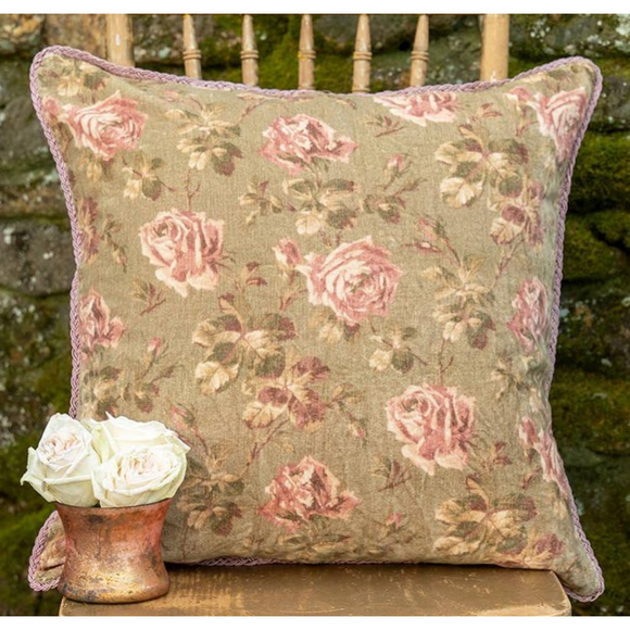 Vintage Rose Velvet Olive Pillow