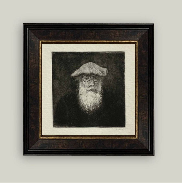 Self Portrait by Camille Pissarro Framed Antique Art: 11x11