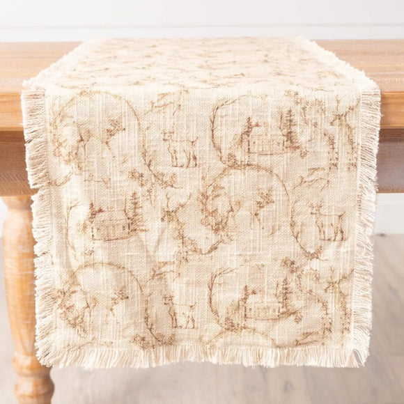 Sepia Deer Toile Table Runner