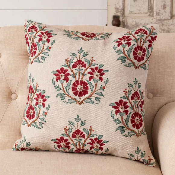 Beaded Ruby Block Throw Pillow