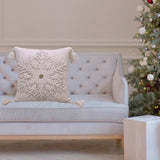 Winter White Jacquard Snowflake Throw Pillow