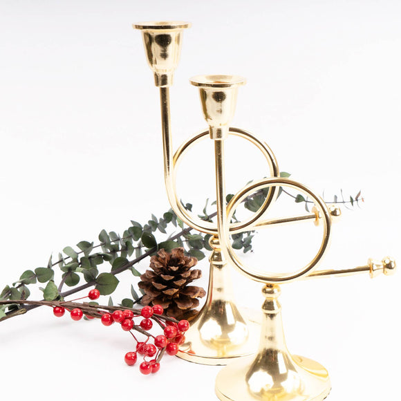 French Horn Candlestick Holder