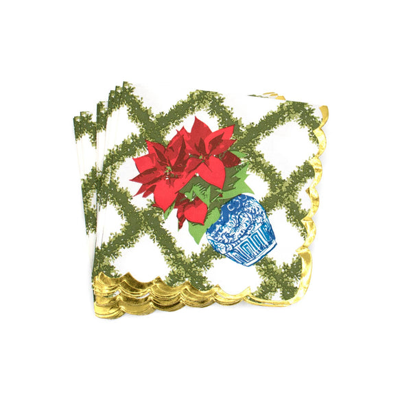 Poinsettias Paper Cocktail Napkin Packs