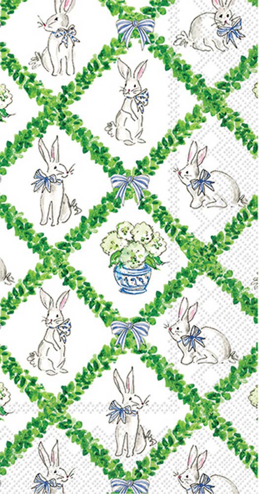 Easter Bunny & Boxwood Checkered Paper Guest Towels