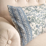 Knubby Slub Sage and Blue Floral Throw Pillow