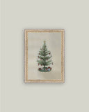 Vintage Tree with Bows Framed Antique Art: 5x7