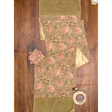 Vintage Rose Olive Velvet Runner