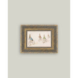 Biking Bunnies Framed Antique Art: 16x12