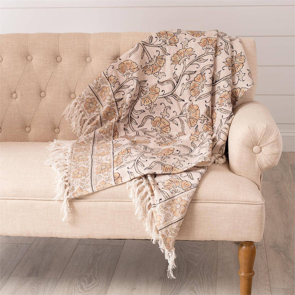 Dandelion Block Print Throw Blanket