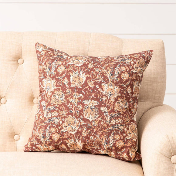 Revere Rust and Navy Block Print Throw Pillow