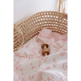 Toile De Jouy Double-Layer Muslin Blanket in Pink: 27.5” x 27.5”