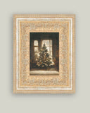 Glowing Christmas Tree Framed Antique Art: 7x9