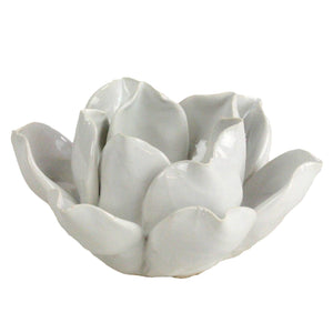 Handcrafted Ceramic White Lotus Tea Light Holder