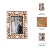 Handcrafted Wood 4x6" Etched Leaf Inlay Frame