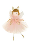 Pink Cherub Ballerina Girl Doll With Reindeer Headband