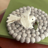 Handcrafted Felt Dove With Olive Twig Ornament