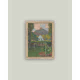 Cottage under the Castle Framed Antique Art: 5x7