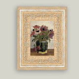 Mauve Floral Framed Antique Art: 7x9