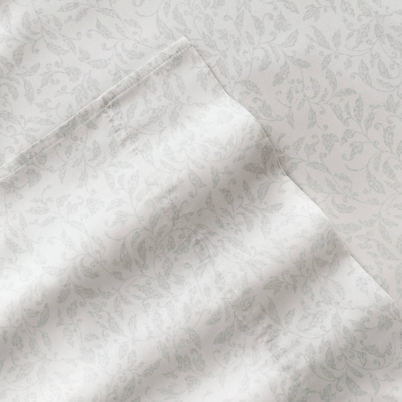 Calla Cotton Sateen Printed Sheet Set in Eucalyptus (300 Thread Count)