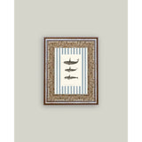 Whales on Stripes Framed Antique Art: 8x10