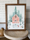 Winter Barn Scene | Light Oak / 8x12"