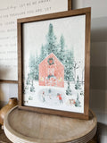 Winter Barn Scene | Light Oak / 8x12"