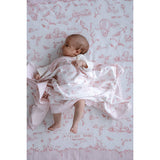 Toile De Jouy Double-Sided Organic Cotton Blanket in Pink