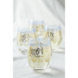 Patina Vie Golden Ikat 18K Gold Stemless Wine Glasses (Set of 2)