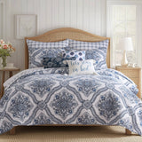 Lentana Navy Quilt Set: Blue / King/Cal King
